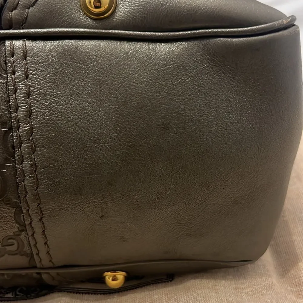 Gucci grey guccissima leather jockey hobo